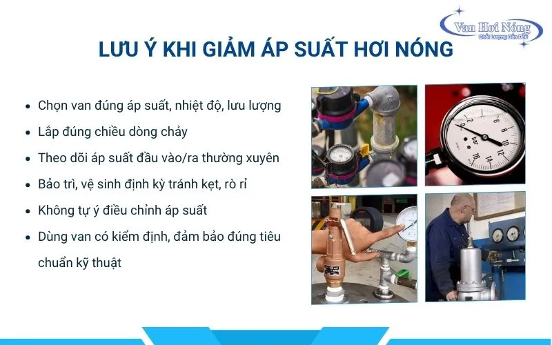 Lưu ý khi giảm áp suất trong hệ thống hơi