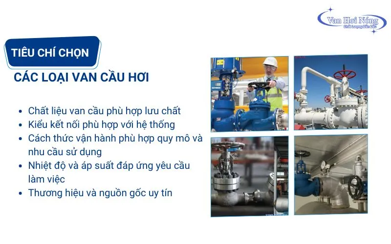 Tiêu chí lựa chọn các loại van cầu hơi nóng
