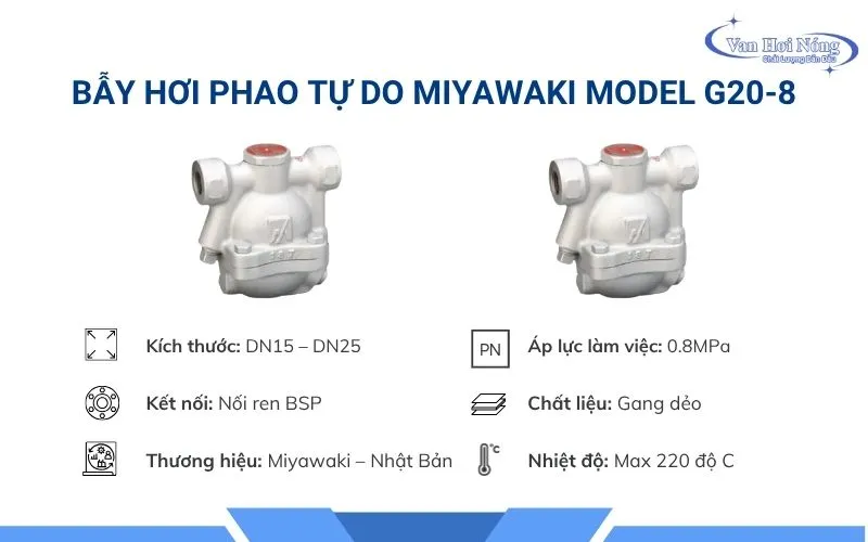 Thông tin bẫy hơi phao G20-8 Miyawaki