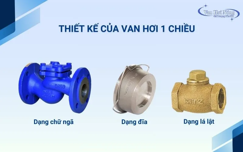 Van hơi 1 chiều phân loại theo thiết kế