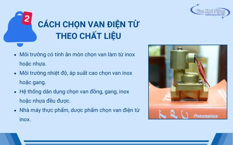 Cách chọn vật liệu van điện từ cho từng hệ thống