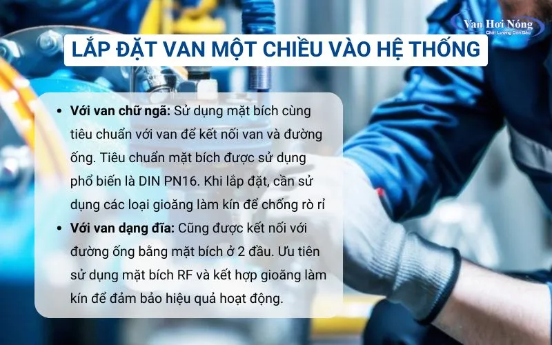Cách lắp van 1 chiều hơi nóng theo kết nối