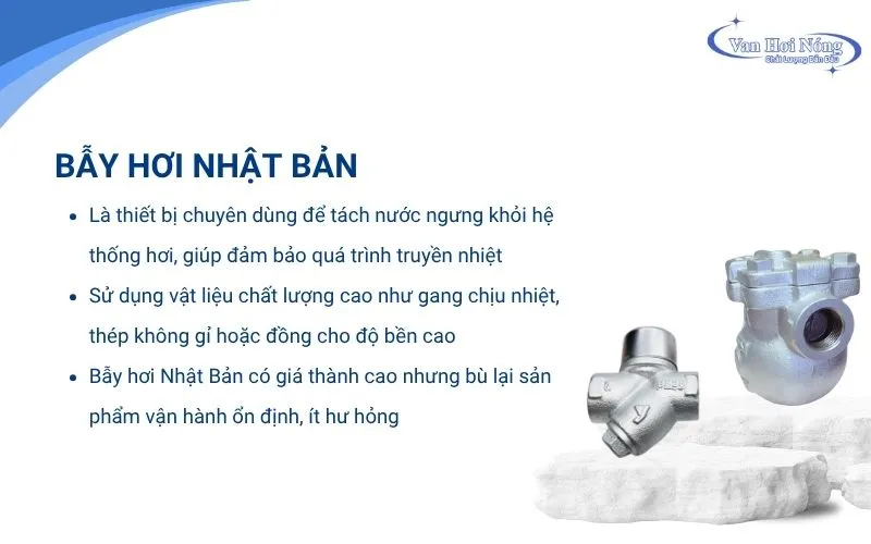 Bẫy hơi Nhật Bản có chất lượng cao và đồng đều