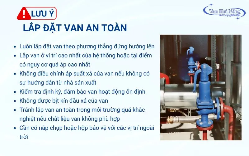 Những lưu ý quan trọng khi lắp đặt van an toàn