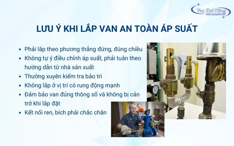 Những lưu ý khi lắp đặt van an toàn áp suất
