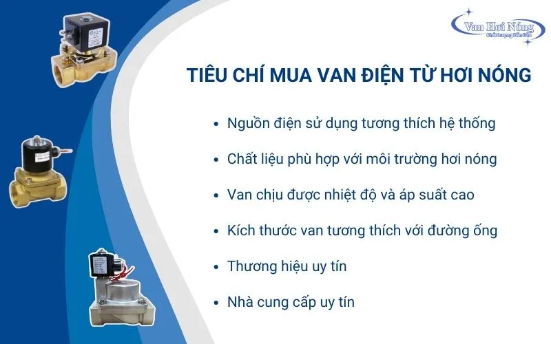 Các tiêu chí chọn mua van điện từ hơi nóng