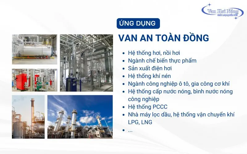 Các ứng dụng của van an toàn đồng trong công nghiệp