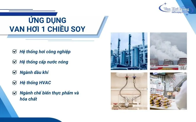 Ứng dụng của van hơi 1 chiều thương hiệu Soy