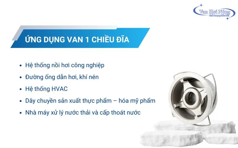 Những ứng dụng của van hơi 1 chiều đĩa