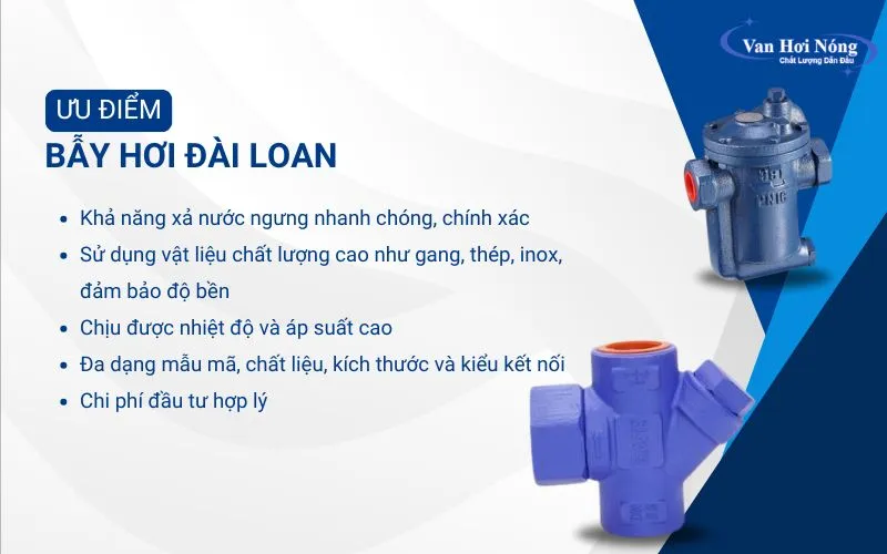 Bẫy hơi Đài Loan có nhiều ưu điểm nổi bật