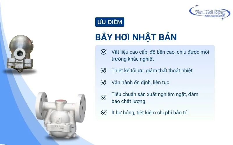 Các đặc tính nổi bật giúp bẫy hơi Nhật Bản được ưa chuộng