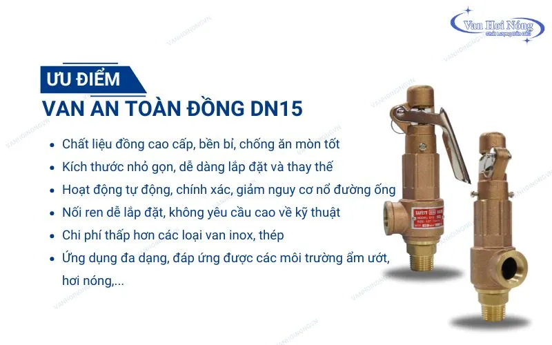 Ưu điểm nổi bật của van an toàn đồng DN15