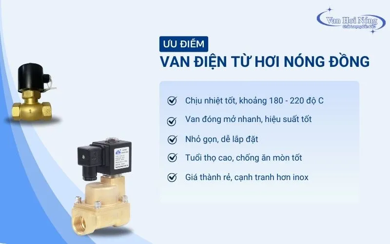 Các ưu điểm nổi bật của van điện từ hơi đồng