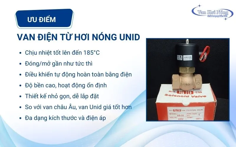 Các ưu điểm nổi trội của van điện từ hơi UniD