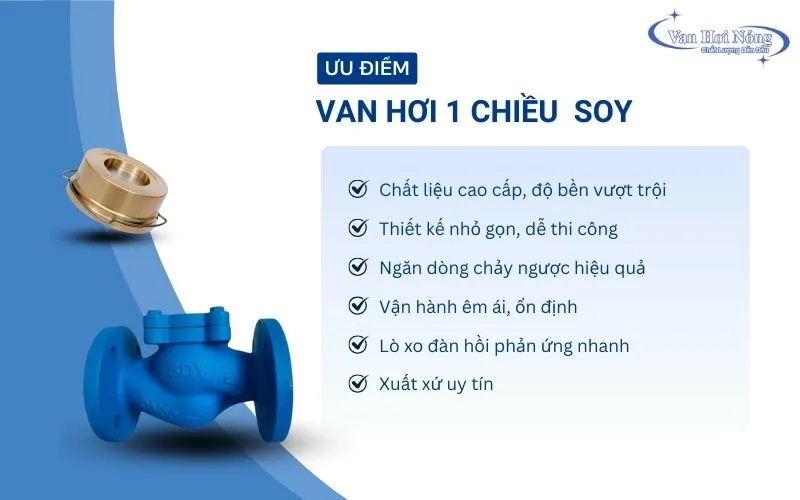Những ưu điểm nổi bật của van một chiều hơi nóng Soy