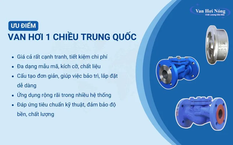 Các ưu điểm của van hơi 1 chiều Trung Quốc