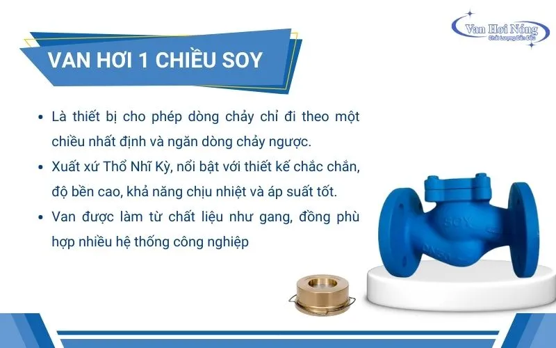Thông tin van 1 chiều Soy cho hơi nóng