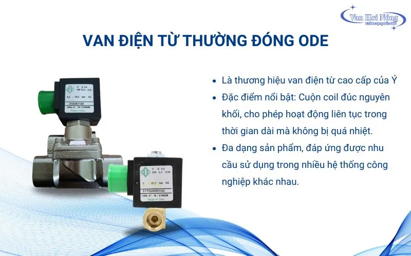 Đặc điểm van điện từ thường đóng ODE