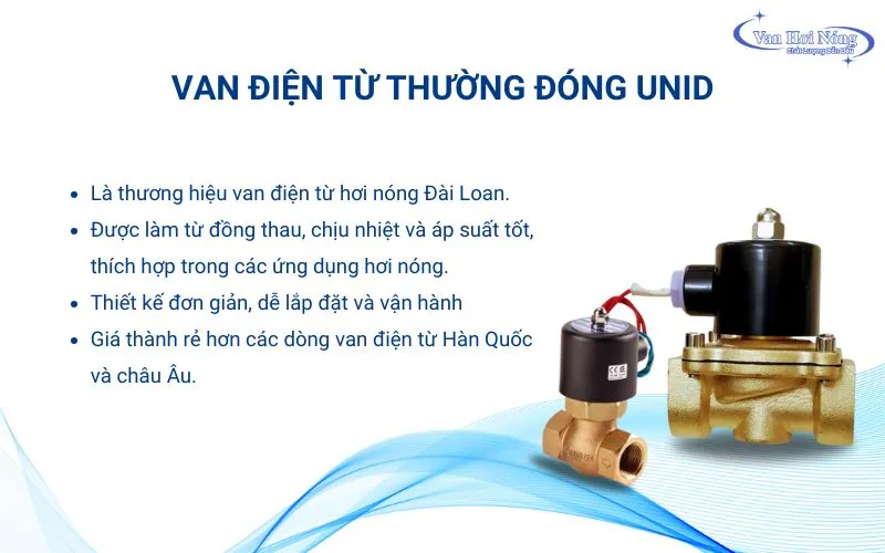 Van hơi điện từ dạng thường đóng Unid - Đài Loan