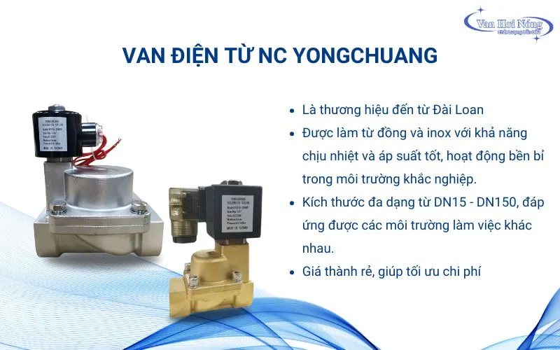 Van điện từ hơi nóng Yongchuang dạng thường đóng