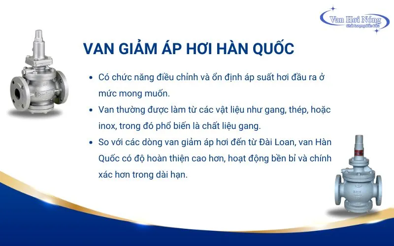 Đặc điểm cơ bản của van giảm áp hơi Hàn Quốc