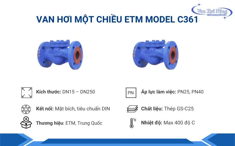 Van 1 chiều hơi ETM Model C361