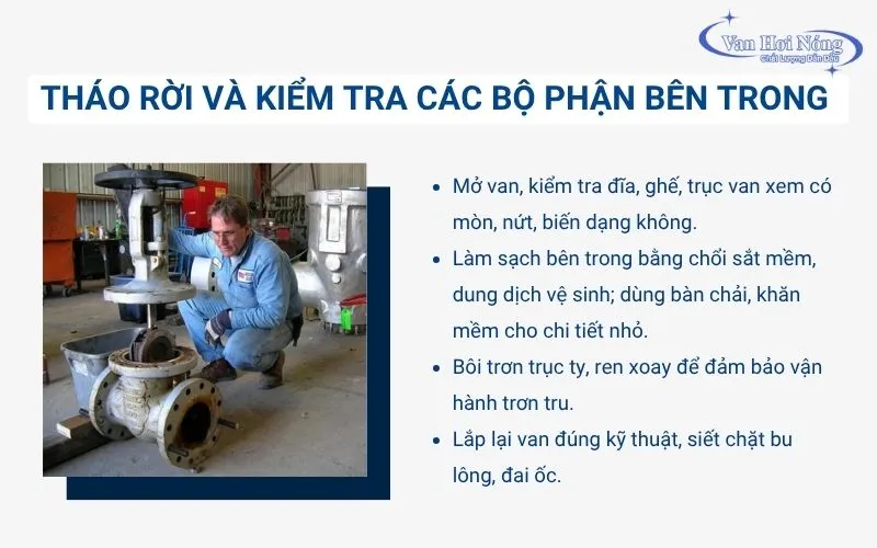 Hướng dẫn bảo trì van cầu chi tiết với các bộ phận bên trong