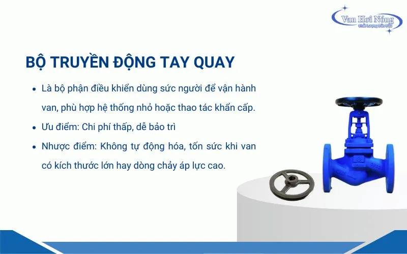 Đặc điểm nổi bật bộ truyền động tay quay của van cầu hơi