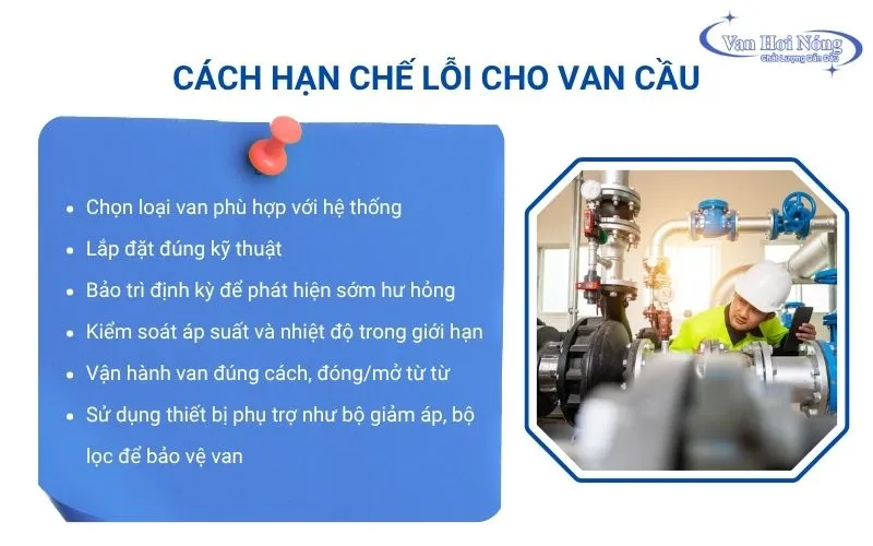 Biện pháp hạn chế các vấn đề thường gặp của van cầu