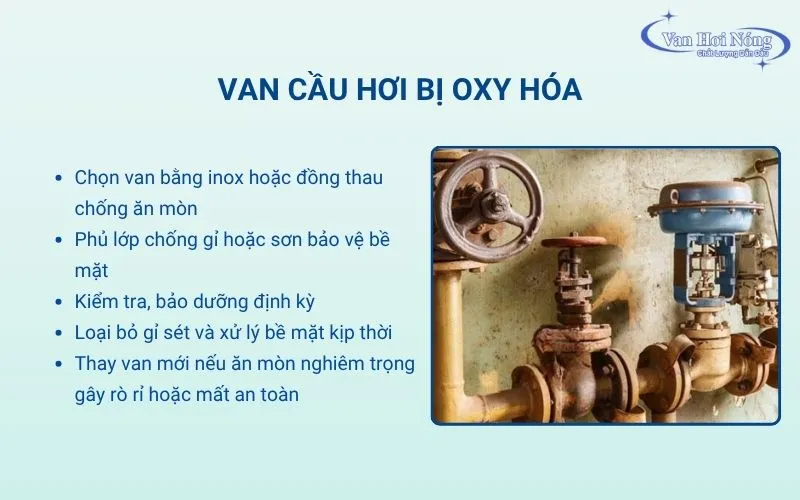 Cách xử lý van cầu hơi bị oxy hóa