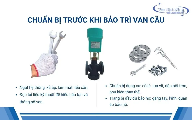 Chuẩn bị dụng cụ trước khi bảo trì van cầu
