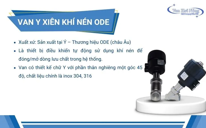 Thông tin van y xiên khí nén ODE