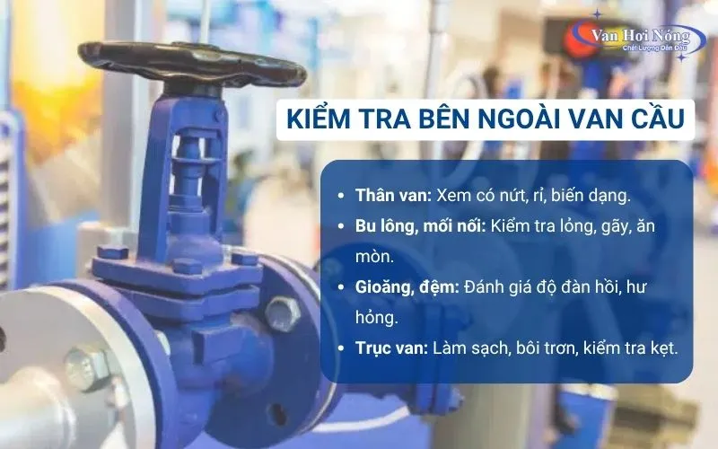 Hướng dẫn tiến hành kiểm tra bên ngoài van cầu