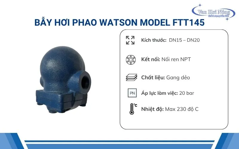 Thông tin bẫy hơi phao FTT145 Watson