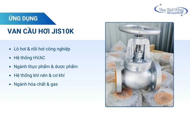 Hệ thống sử dụng van cầu hơi JIS10K