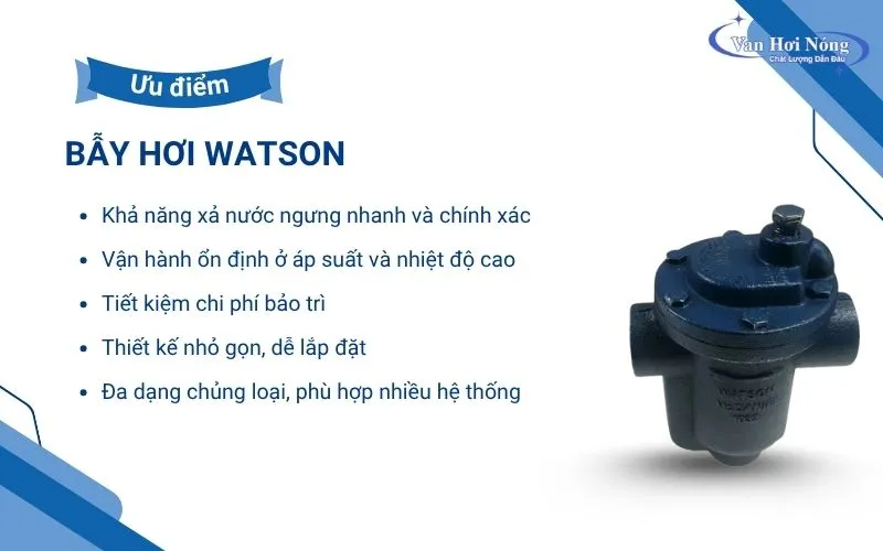Ưu điểm nổi bật của bẫy hơi Watson McDaniel