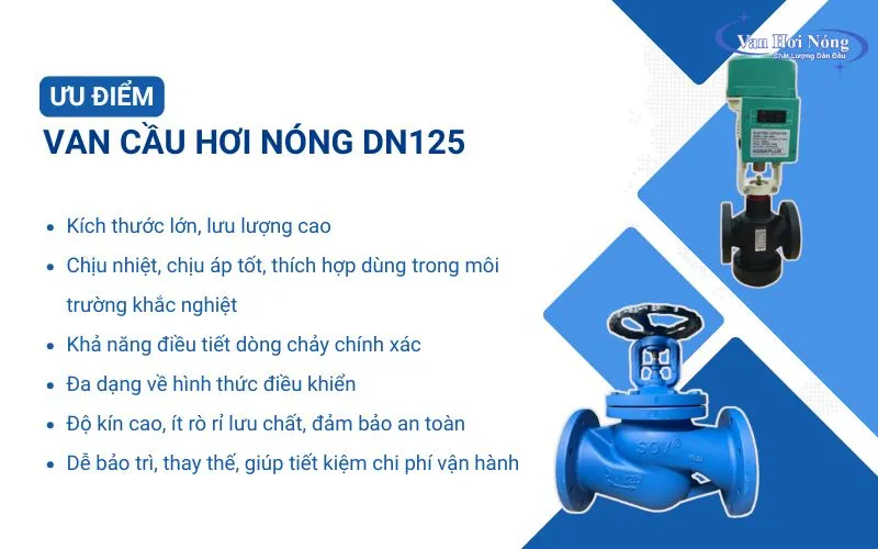 Những ưu điểm nổi bật của van cầu hơi DN125