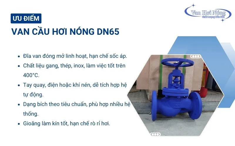 Những ưu điểm nổi bật của van cầu DN65 cho hơi nóng