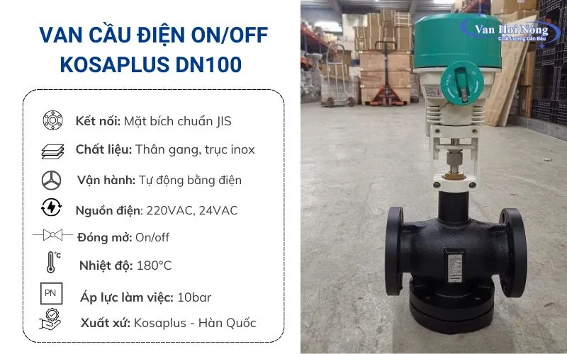 Van cầu điện Kosaplus DN100 dạng On/ Off đến từ Hàn Quốc