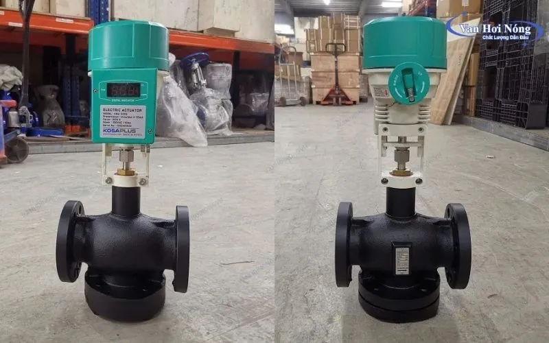 Van cầu điện dạng tuyến tính Kosaplus DN50 có màn hình hiển thị góc mở của đĩa van