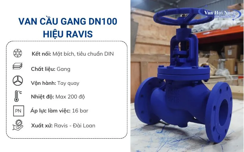 Van cầu gang Ravis DN100 đến từ Đài Loan