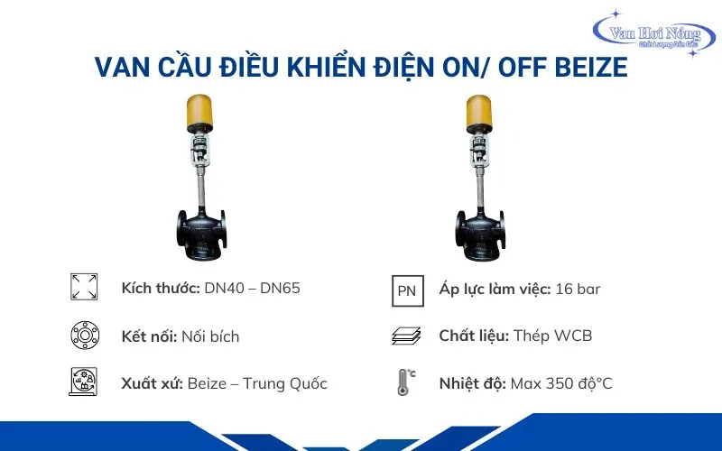 Thông tin van cầu thép điều khiển điện ON/OFF Beize