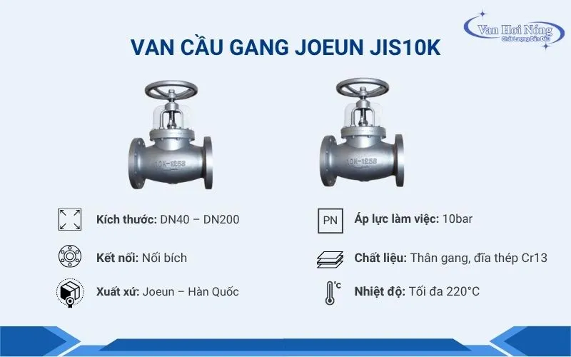 Thông tin van cầu gang Joeun JIS10K