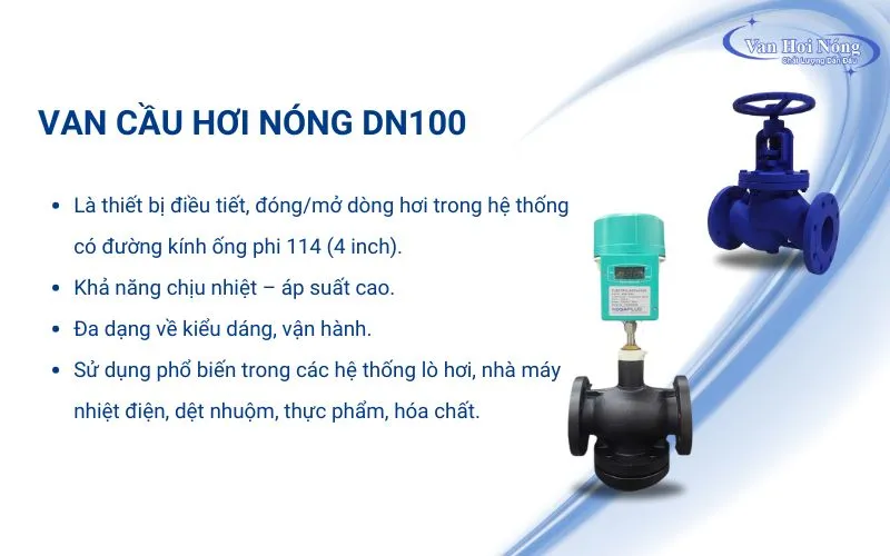 Van cầu hơi nóng DN100 dùng trong các hệ thống hơi phi 114mm
