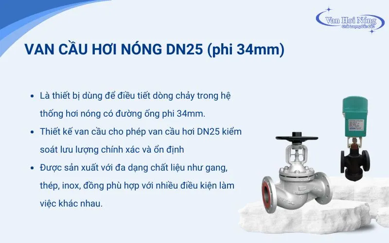Van cầu hơi nóng DN25 kiểm soát dòng chảy hiệu quả trong các đường ống phi 34