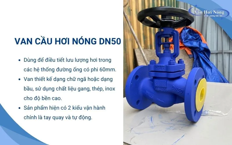 Van cầu hơi nóng DN50 được lựa chọn cho các hệ thống hơi phi 60