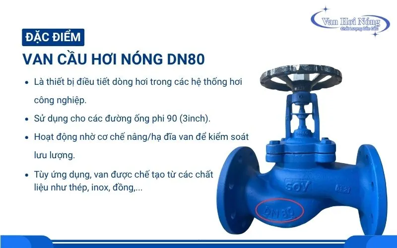 Van cầu DN80 dùng cho các hệ thống hơi nóng có đường ống phi 90