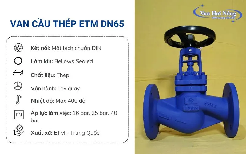 Thông tin van cầu ETM DN65 đến từ Trung Quốc
