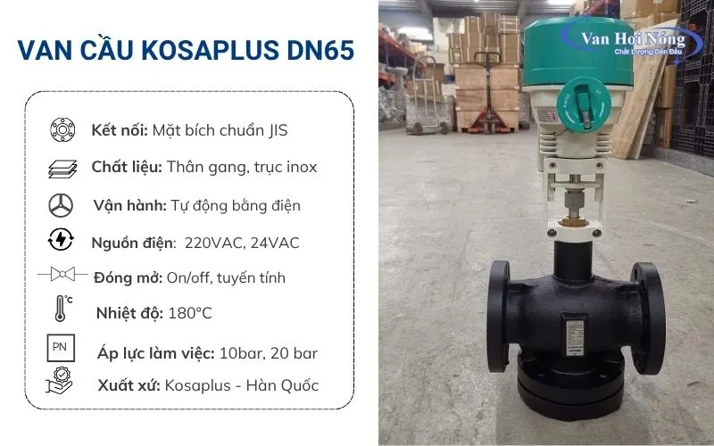 Thông tin van cầu điện Kosaplus Hàn Quốc DN65