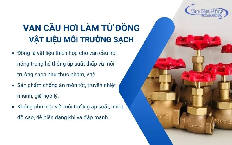Van cầu đồng dùng phổ biến trong các hệ thống áp lực thấp